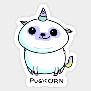 Pug as a unicorn Sticker